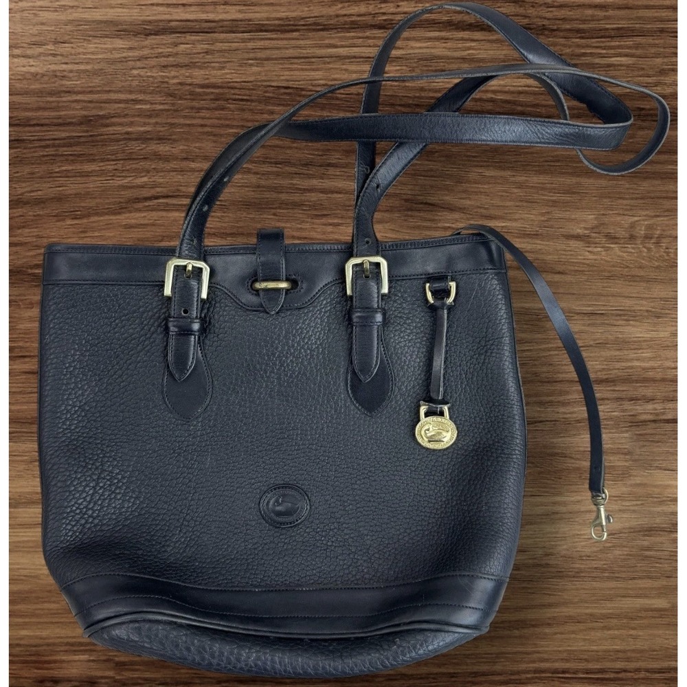 Vintage Dooney & Bourke Purse‎ Black Pebbled Shoulder Bucket Bag Tote USA Made